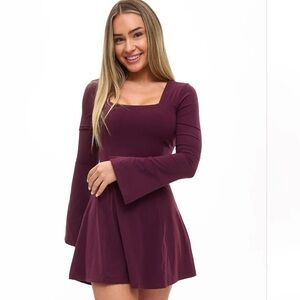 BuffBunny Rich Burgundy Long Sleeve Dress- Poshknit Hourglass Dress
